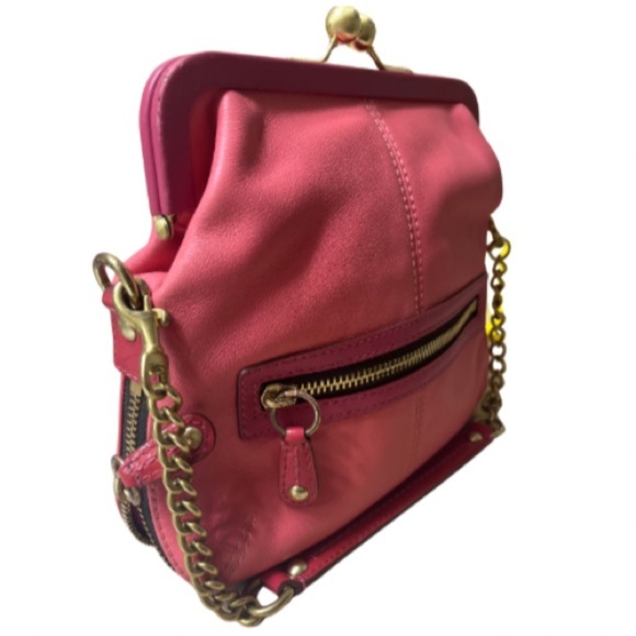 Coach Handbags - Vintage Coach Bonnie Kisslock Framed Bag Handbag Purse # 13378 ( Coral & Pink )